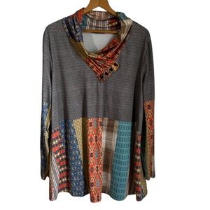GG1- grey multi color blouse azalea 3x